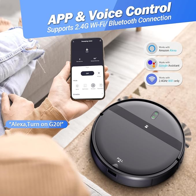Kilgone Robot Vacuum and Mop Combo, Ultra Slim, Smart 3D Obstacle Avoidance, Tangle-Free Robotic Vacuum Cleaner for Pet Hair, Hard Floor & Carpet, App/Alexa/Google Control