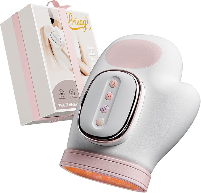 Hand Massager with Heat and Compression, Finger Massager, Cordless Deep Relaxation, Gift for Women, Men, Christmas,Pink