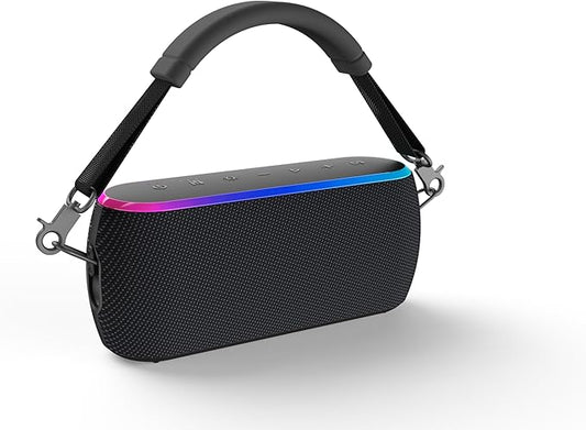 AT&T Essentials 40W Portable Bluetooth Speaker – IPX6 Waterproof, Wireless Dual Pairing, 15H Playtime, Removable Strap/Handle – Home/Kitchen/Outdoor Use (Black)