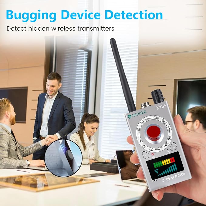 JMDHKK Hidden Camera Detector, Spy Camera Finder, Bug Detector, Magnetic Field Sensor, Listening Device Detector – Privacy Protection Tool for Home, Office, Hotel, and Travel Security(Silver)