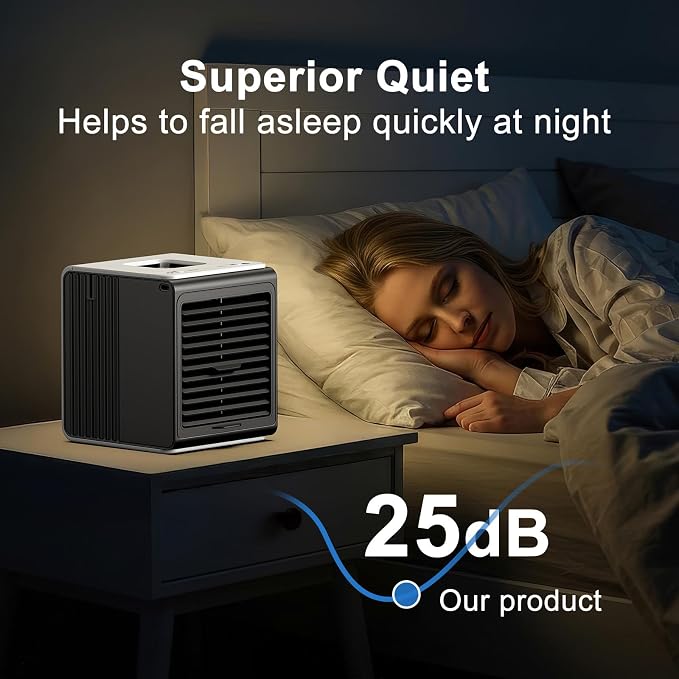 Portable Mini Personal Fan with Remote,BIESQYA 3-in-1 Small Ac Unit Cooler, 3 Speed USB Powered Desk Air Conditioner,Swamp Evaporative Windowless Humidifier for Room Office Camping Car, Black