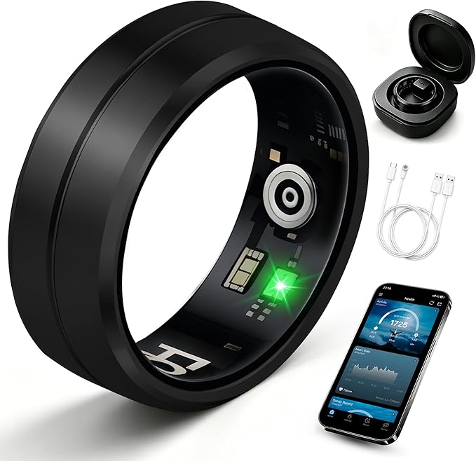 Smart Ring for Women Men, All-New Matte Scratch-Resistant Design, Health & Fitness Tracker for Sleep, Stress & Activity Monitoring, Long Battery Life, Waterproof, No App Fee, Black 11