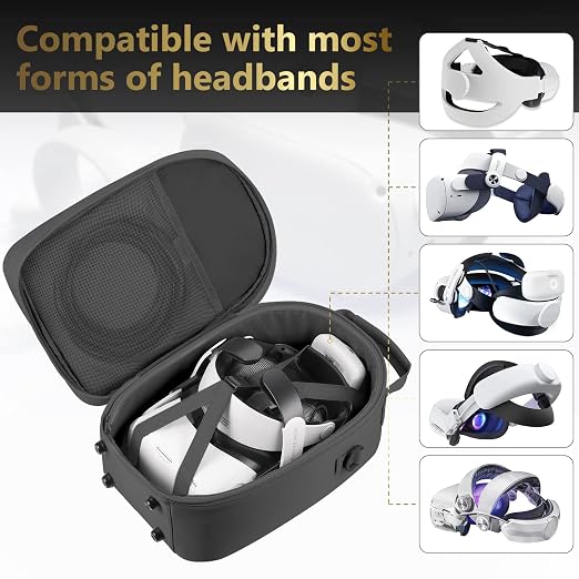 FOREGOER Carrying Case for Meta Quest 3/Quest 3S/Oculus Quest 2, Hard Travel Storage Case Compatible with Oculus Quest 3 Headset, Quest Pro, Touch Controllers Accessories, VR All-in-One Gaming Headset