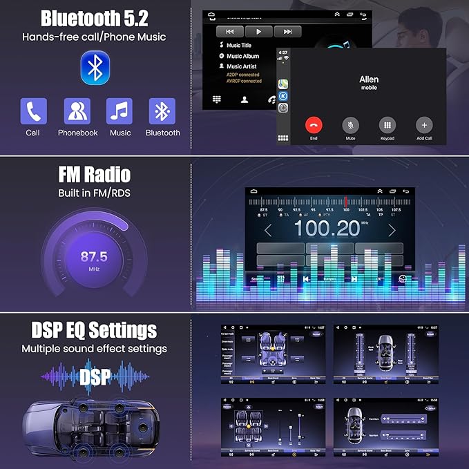 (8Core + 64GB) 10.2 Inch QLED Touch Screen Car Radio for Toyota Camry 2015 2016 2017 with Carplay and Android Auto,Android 13 Camry Stereo Support Bluetooth,WiFi,GPS,FM Radio,Backup Camera & SWC