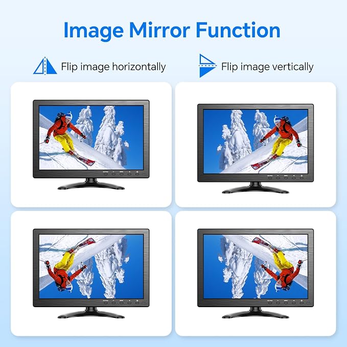 Eyoyo 10.1 inch Security Monitor 1366x768 Resolution, Small HDMI Monitor Supporting HDMI VGA AV BNC USB Input, Small Screen with Built-in Speakers for PC CCTV Camera NVR(EM101AD)