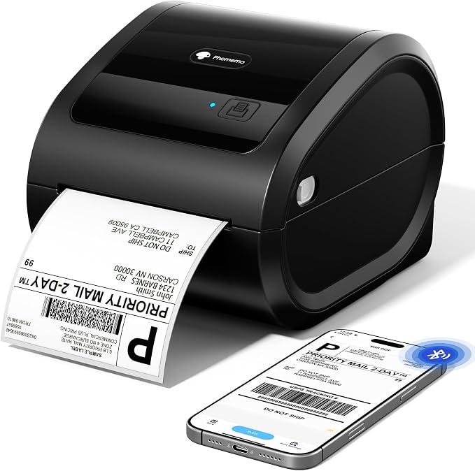 Phomemo D520BT Thermal Label Printer for Business, with 2” Pink Circle Thermal Labels, 750 Labels/Roll