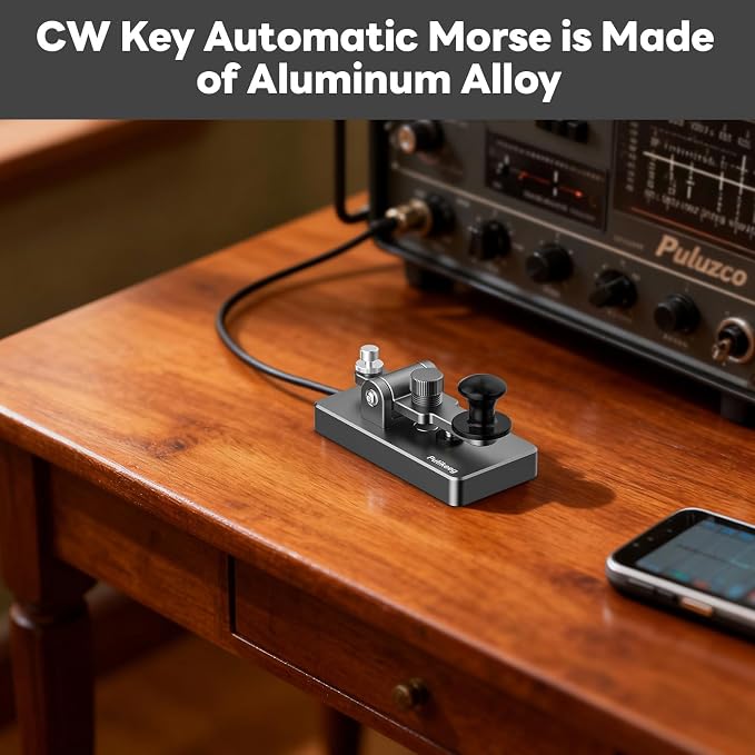 Putikeeg Classical Morse Mini Code Key Morse Code Paddle Aluminum Alloy Mini-Key CW Portable Practice Key Grey