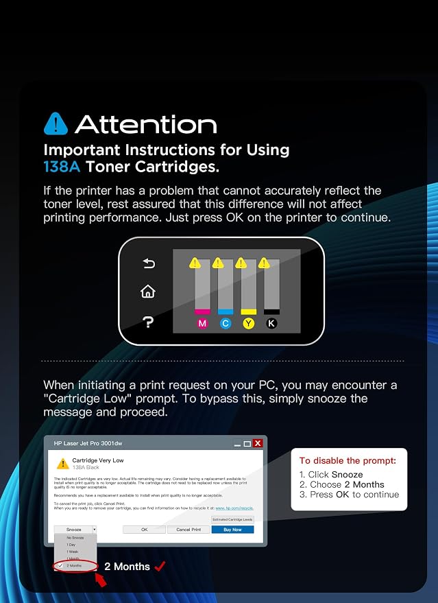 【with Chip】 High Yield 138A 138X W1380A W1380X Toner Cartridge Compatible with HP 138A 138X W1380A W1380X for HP Laserjet Pro 3001dw Pro 3001fdw MFP 3101fdw Printers (Black, 2 Pack)