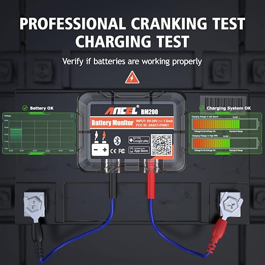 ANCEL BM200 12V Car Battery Tester, Bluetooth 4.2 Automotive Battery Monitor with ANCEL FD700 OBD2 Scanner Automotive Disgnostic Tool Fits for Ford Lincoln Mercury Vehicles