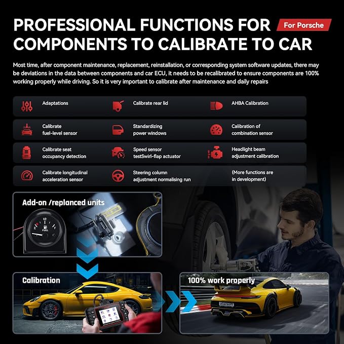 Bidirectional Diagnostic Tool for Porsche/BMW, iCarsoft POR V3.0 (Enhanced Ver) All System OBD2 Scanner Code Reader for Porsche, for BMW, Auto VIN