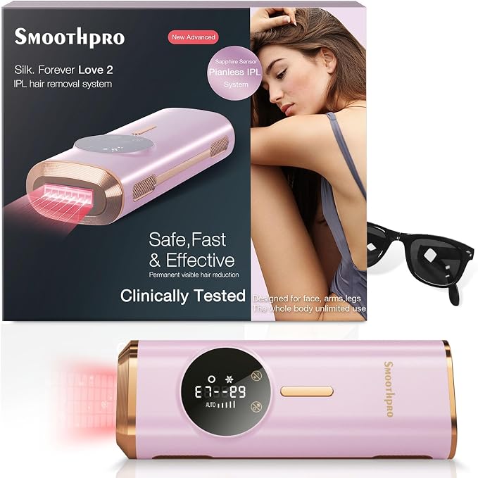 Unisex IPL Hair Removal Device, Sapphire Ice Cooling Painless Permanent Hair Removal, Safe and Effective for Body and Face Full Body Use
