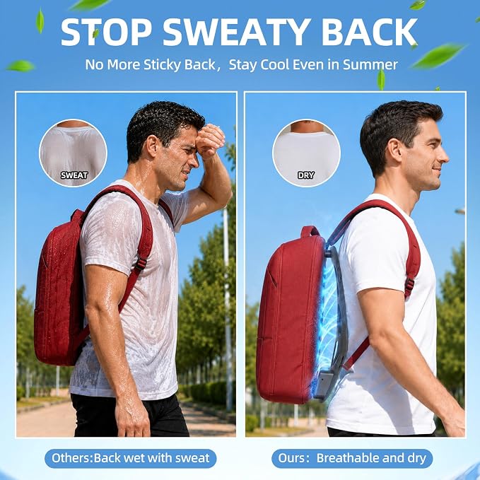 Backpack Cooling System with Active Airflow Spacer, Anti-Sweat Ventilation Frame for Commuting & Business Travel, Ergonomic Sweaty Back Relief Support, Lightweight 0.9 lbs