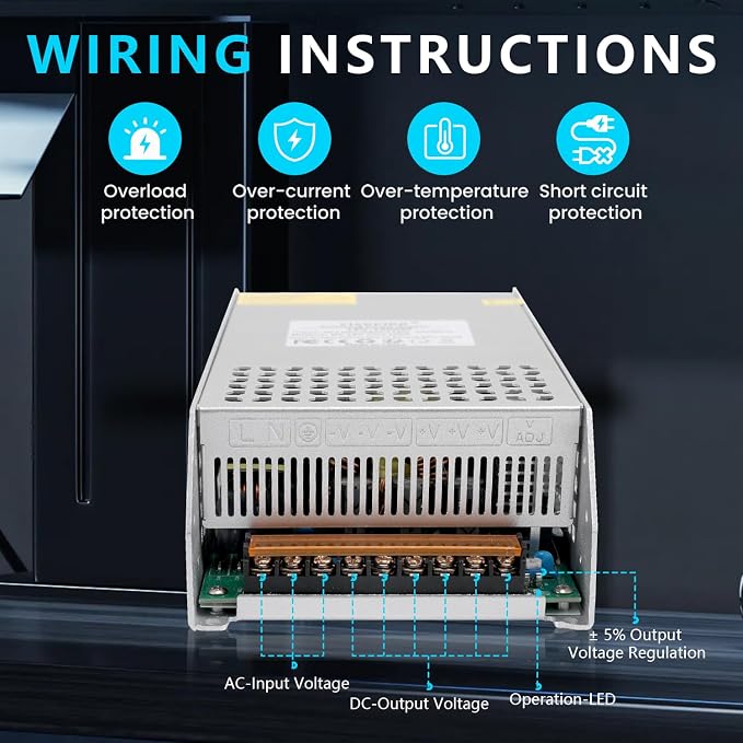 DC 12V 100A 1200W Power Supply 110V AC to DC 12V Converter 100A 1200W Switching Power Supply for LED Strip Motor Pump CCTV Camera System Car Stereo 3D Printer