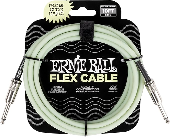 Ernie Ball Flex Instrument Cable Straight/Straight 10ft - Glow in Dark (P06436)
