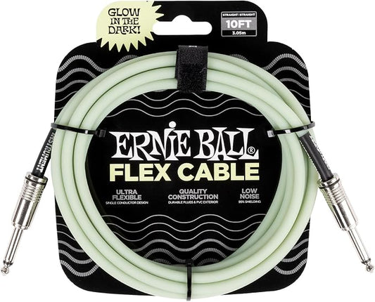 Ernie Ball Flex Instrument Cable Straight/Straight 10ft - Glow in Dark (P06436)
