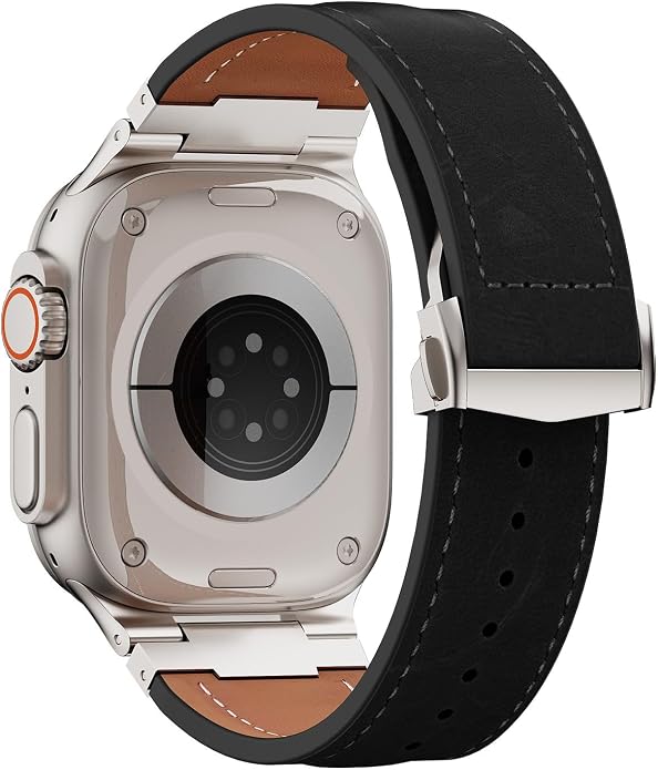Vintage Genuine Leather Band for Apple Watch Ultra 49mm (2026 Upgrade), Rugged Replacement Strap Compatible with iWatch 46mm 45mm 44mm - for Men Women, Fit Ultra3/2/1, SE 3/2/1, Series11 10/9/8/7/6/5/4