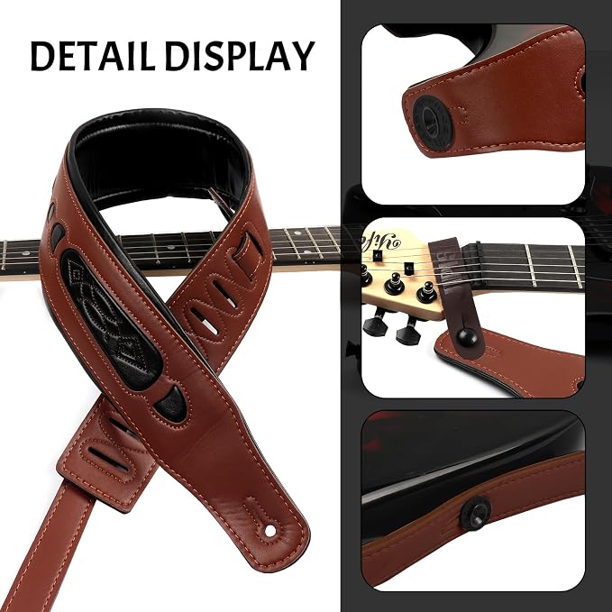 Handmade Retro Embossed Guitar Strap Super Soft Cowhide Leather Belt for Electric Acoustic Guitar Bass Guitarra Gig