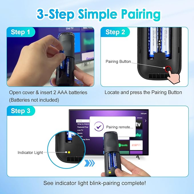 Replacement for Roku Voice Remote : Voice Remote Control for Roku TV, Audio Devices, Streaming Stick, Most Players with 4 Shortcuts & Easy Setup, Purple