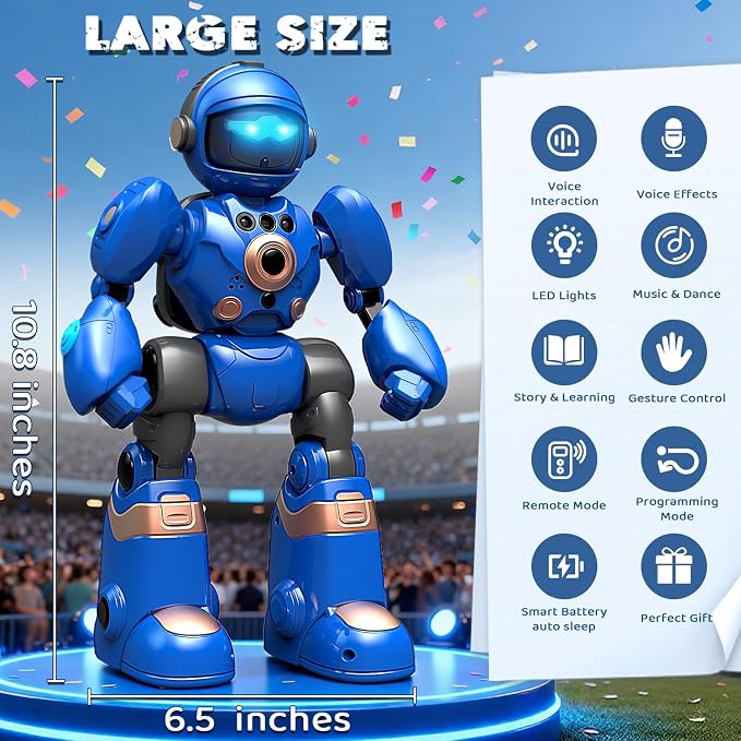 2-in-1 Robot Toy & Robot Dog Set for Kids 3-12, Smart Interactive Robots with Voice & Touch Control, Programmable Dancing Singing Walking Functions, Fun Birthday for Boys & Girls