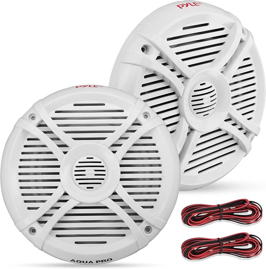 Pyle 250 Watt Marine Speaker System - Water Resistant Dual 2 Way 6.5 Inch Outdoor Stereo Audio Sound Speakers w/ 65Hz-20kHz Frequency Response, Heavy Duty 35oz Magnet Structure - Pyle PLMRX67 (White)