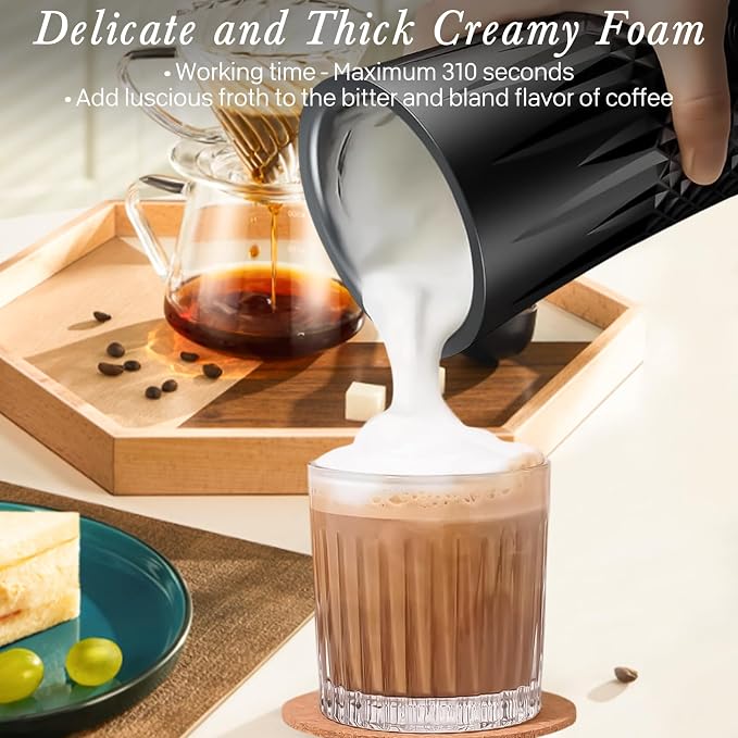 Milk Frother and Steamer,Hot and Cold Foam Maker and Milk Steamer Function 4 In 1, Automatic with Smart Temperature Control for Coffee, Latte,Christmas Gift for Cappuccino and Macchiato Accessories