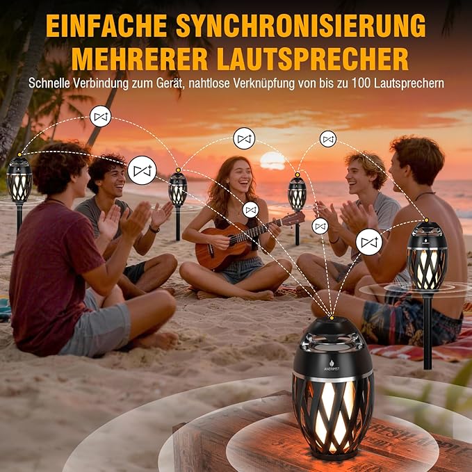 Upgraded Multi-Sync Bluetooth Speakers with Light, Outdoor Speakers Waterproof Auto-Pairing, Unique Gifts for Men, Bluetooth 5.4, 24H Playtime, Loud HD Sound, Cool Gadgets for Home/Patio/Beaches