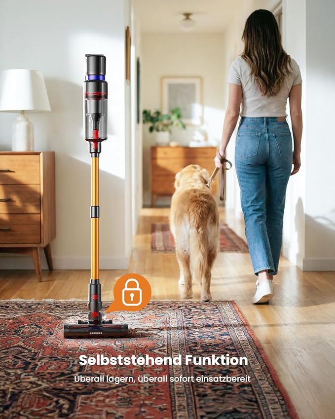 Cordless Vacuum Cleaner,600W 50KPA 70Mins Runtime for Home, Self-Standing Stick Vacuum with LED Display, Anti-Tangle, 8-in-1 Lightweight Vacuum for Pet Hair, Carpet, Hard Floor