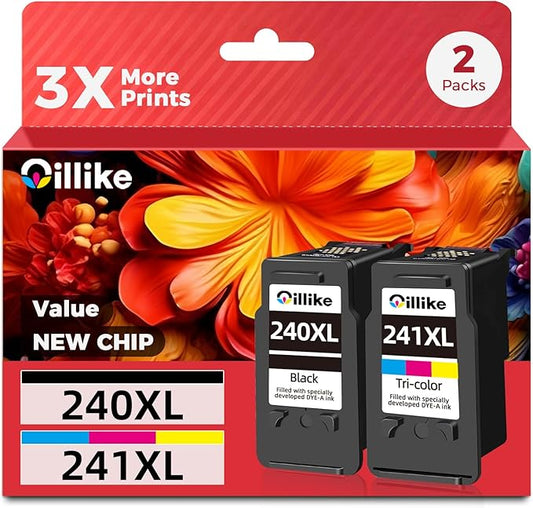 240xl 241xl Ink Cartridges Replacement Compatible for Canon PG-240 CL-241 XL pg240 cl241 Combo Pack for MG3620 MG3600 MG3520 TS5120 MG2120 MX472 MX452 MX512 MX532 Printer (1 Black,1 Color)
