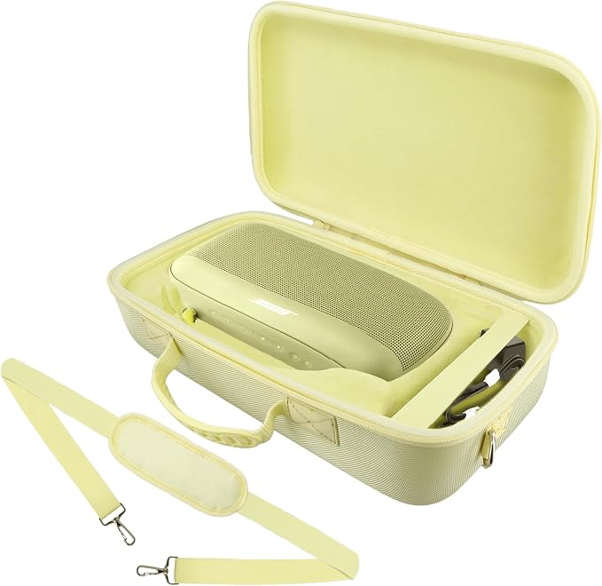 for Bose SoundLink Max Portable Speaker Hard Protective Case, Portable Travel Case with Shoulder Strap and Handle (Citrus Yellow Case) - co2CREA