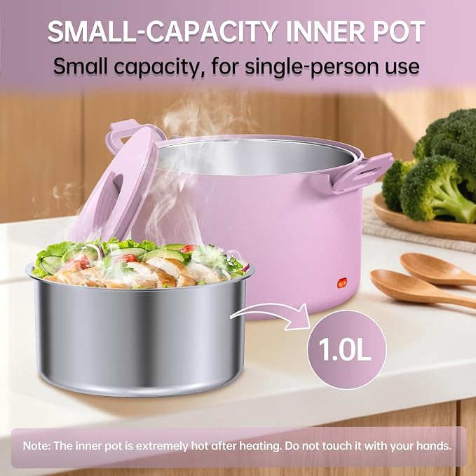 Electric Lunch Box Food Warmer, 34-Ounce Leakproof Portable Heated Lunch Container for Car, Truck, Office,Camping, 100W 12V/24V/110V/220V Bento Box Heater Gift For Women Men (Light Pink)