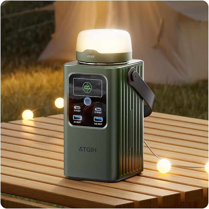 Camping Portable Power Station 198.4 Wh (62000mAh), [Top Safety] 100W Fast Charging Power Bank with LiFePO4 Battery, Small Generator with Detachable Light for Travel Home Backup Outdoor Emergency