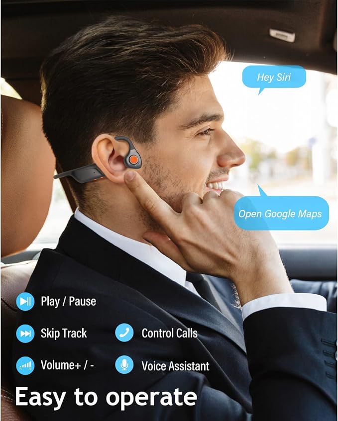 MONODEAL Bone Conduction Headphones with Mic,Open Ear Headphones Wireless Bluetooth 5.1/Mute Function/Multi-Point Capable,Air Conduction Headset with Noise Canceling Mic,for Driving Home Office