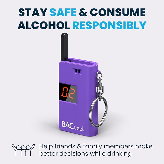 BACtrack Keychain Breathalyzer (Purple) and Carrying Case Bundle