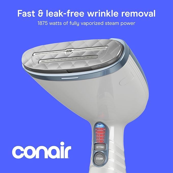 Conair Handheld Garment Steamer for Clothes, Turbo ExtremeSteam 1875W Fabric Clothes Steamers, Hand Steamer for Clothes, Portable Handheld Garment Steamers for Clothes, Handheld Steamer, Blue