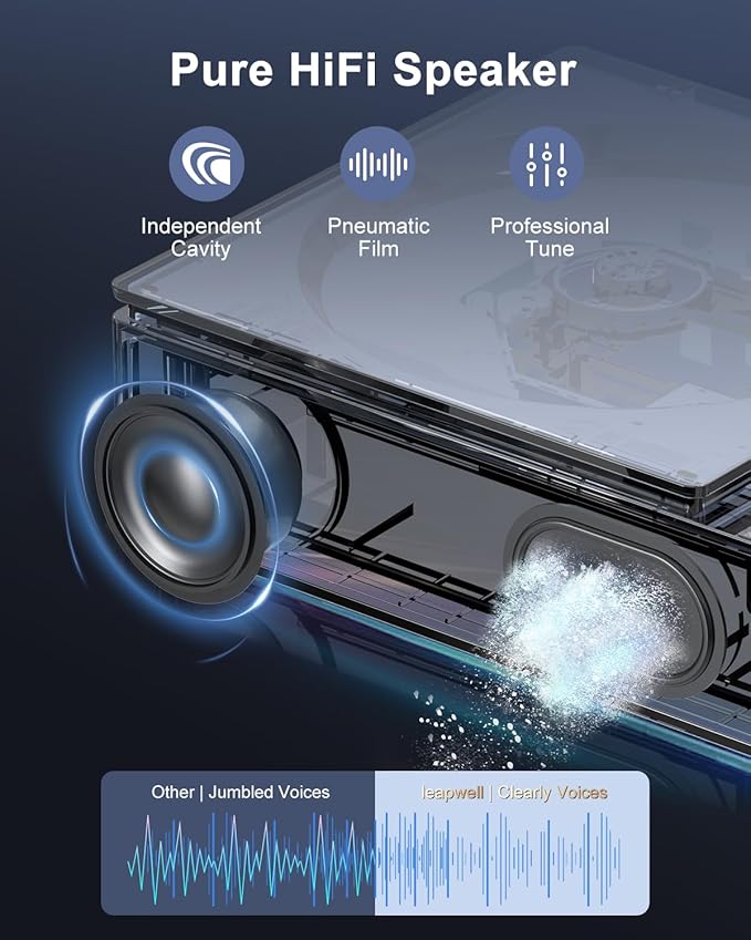 CD Player Portable, Leapwell Portable CD Player with Speakers Bluetooth Rechargeable, Small Compact Retro CD Players for Home, Personal Desktop CD Player with USB FM Black