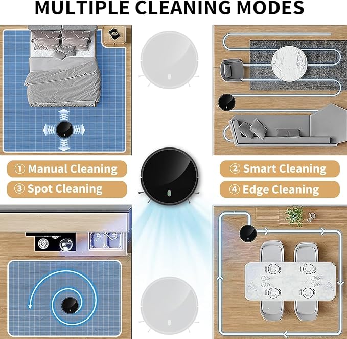 Robot Vacuum and Mop Combo, 2 in 1 Robotic Vacuum Cleaner, 3500 Pa Suction, 120 Min Max, Super Thin, Quiet, App & Remote Control, Ideal for Hard Floor, Hair, Pet Fur, Self-Charge