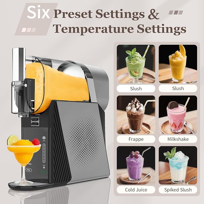 Slushy Machine for Home,6 Presets & Texture Control,Self Clean,No Ice Needed Frozen Drink Maker,Fast Freezing Margarita Machine,88oz Slushie Machine for Frappé,Milkshake, Smoothie,Frozen Cocktails
