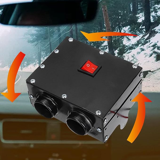 Car Heater Windshield De-Icers - Torcarvh Car Defogger 12V 500W Car Heater 2 in 1 Portable Car Heaters and Cooling Fan with Purification for Winter (24V 500W, 2 Holes)