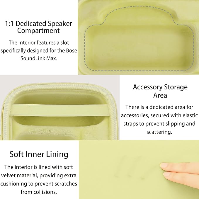 for Bose SoundLink Max Portable Speaker Hard Protective Case, Portable Travel Case with Shoulder Strap and Handle (Citrus Yellow Case) - co2CREA
