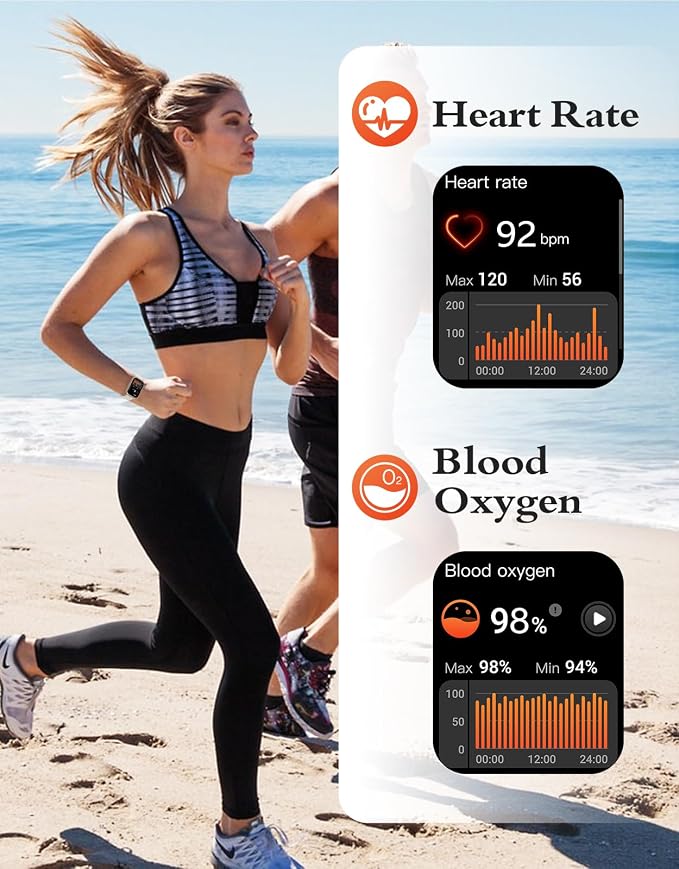 RUIMEN Smart Watches for Women Men (Answer/Make Calls, 2 Bands Included), 1.8" Smartwatch for iOS/Android Phones, Fitness Tracker Heart Rate/Sleep Monitor Digital Watch Waterproof Milky White