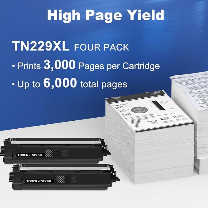 TN229XL 229XL TN229 High Yield Toner Cartridge Compatible Replacement for Brother TN229XL TN-229 Works with Brother MFC-L3720CDW L3780CDW L3765CDW HL-L3220CDW L3280CDW L3300CDW Printer (2-Pack Black)