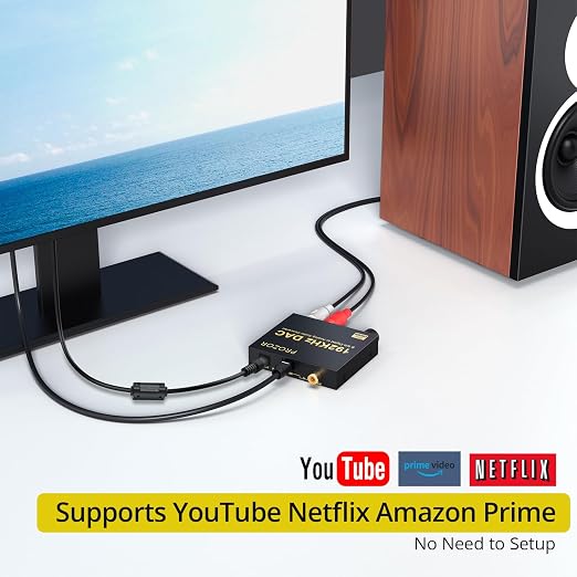 PROZOR 192kHz Digital to Analog Audio Converter - Converts Dolby AC-3 DTS 5.1CH Digital Audio to Stereo Analog Output, Optical to L/R DAC Decoder, DAC Converter SPDIF TOSLINK to Stereo L/R & 3.5mm