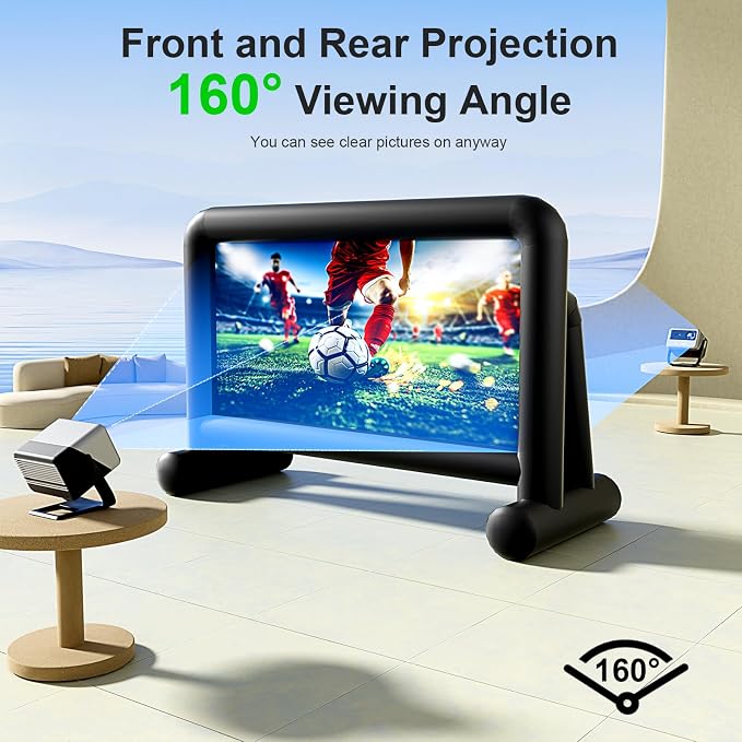 Inflatable Projector Screen 16Ft Outdoor Inflatable Movie Screen with Air Blower Storage Bag, Dual Sided Projection, Easy Set Up Blow Up Screen for Outside Backyard Movie Night, Pool Party