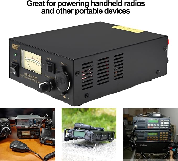 13.8V 30A Bench Power Supply, Ham Radio Switching Power Supply, Regulated Analog DC Power Supply with Cigarette Plug Socket for CB VHF UHF HAM Amateur Radio, Noise Offset Control