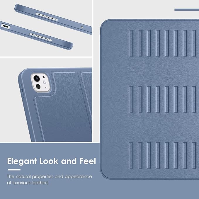 VIKESI Case for iPad iPad Pro 13-inch M5 or M4 Released in 2025 or 2024,Multiple Angles Magnetic Stand Cover,Shockproof Soft Back,Pencil Holder,and Auto Sleep/Wake,Mist Blue