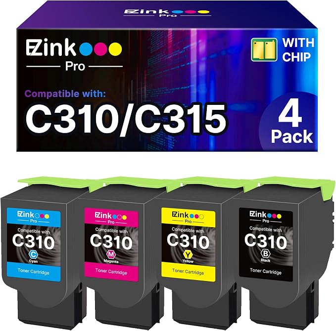 C310 Toner Cartridge Compatible Replacement for Xerox C310 C315 Toner Cartridge for Xerox C310 C310DNI C310DNIM C315 C315DNI Printer，006R04356 006R04357 006R04358 006R04359，4 Packs
