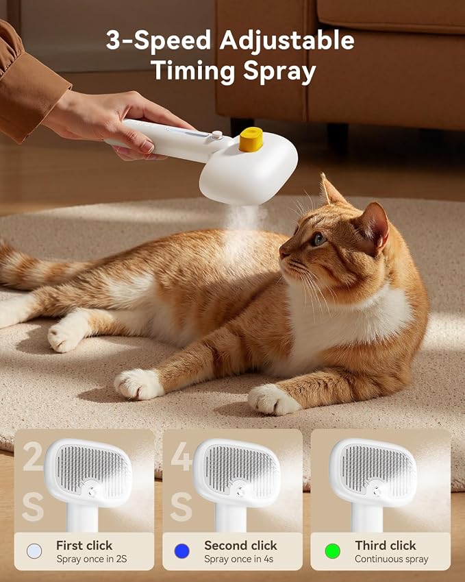 Rojeco 2in1 8.5L Automatic Pet Feeder and Water Dispenser and 3-in-1 Cat Steam Brush