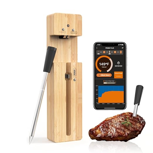 Newise Bluetooth Wireless Meat Thermometer with Smart APP, Long Range & Fast Charge, Digital Food Thermometer for Grill, Oven, Smoker, Perfect Father Day Gifts