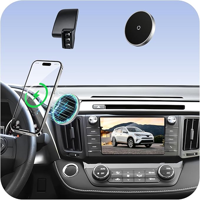 Phone Mount for Toyota RAV4 (2013-2018),15W Wireless Car Charger,Magnetic Phone Holder,Dashboard Hands Free Mobile Holder,360° Adjustable,2014 2015 2016 2017 RAV-4 Interior Accessories,New Car Gifts