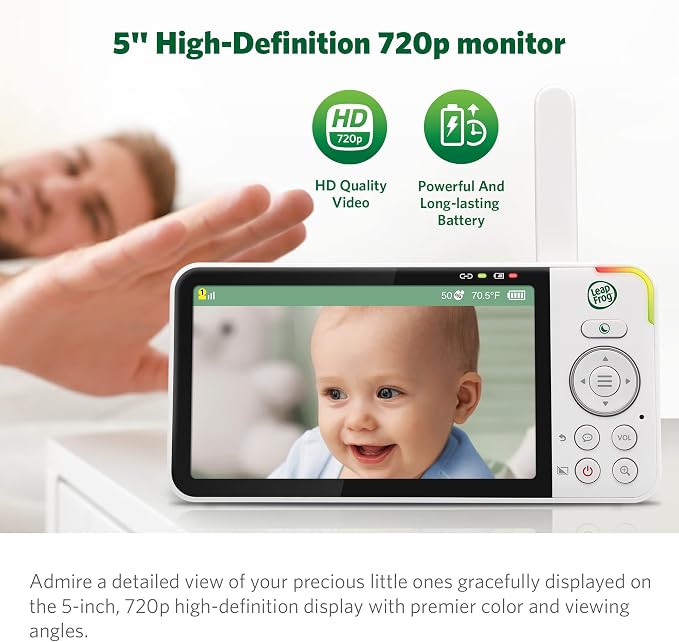 LeapFrog LF915-2HD Baby Monitor, 2 Cameras, 5" 720p Screen